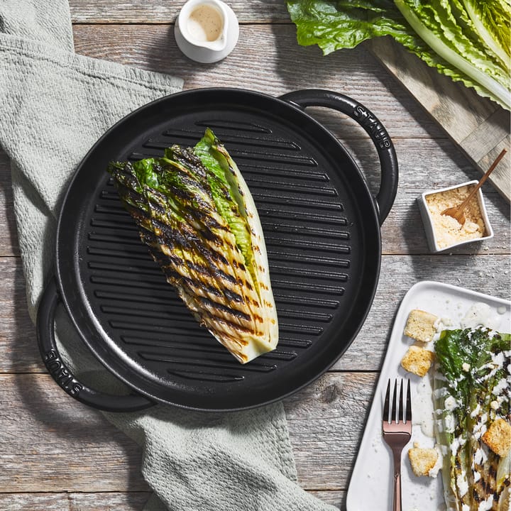 Okrągła żeliwna patelnia grillowa Staub Pure, czarny, Ø30 cm STAUB