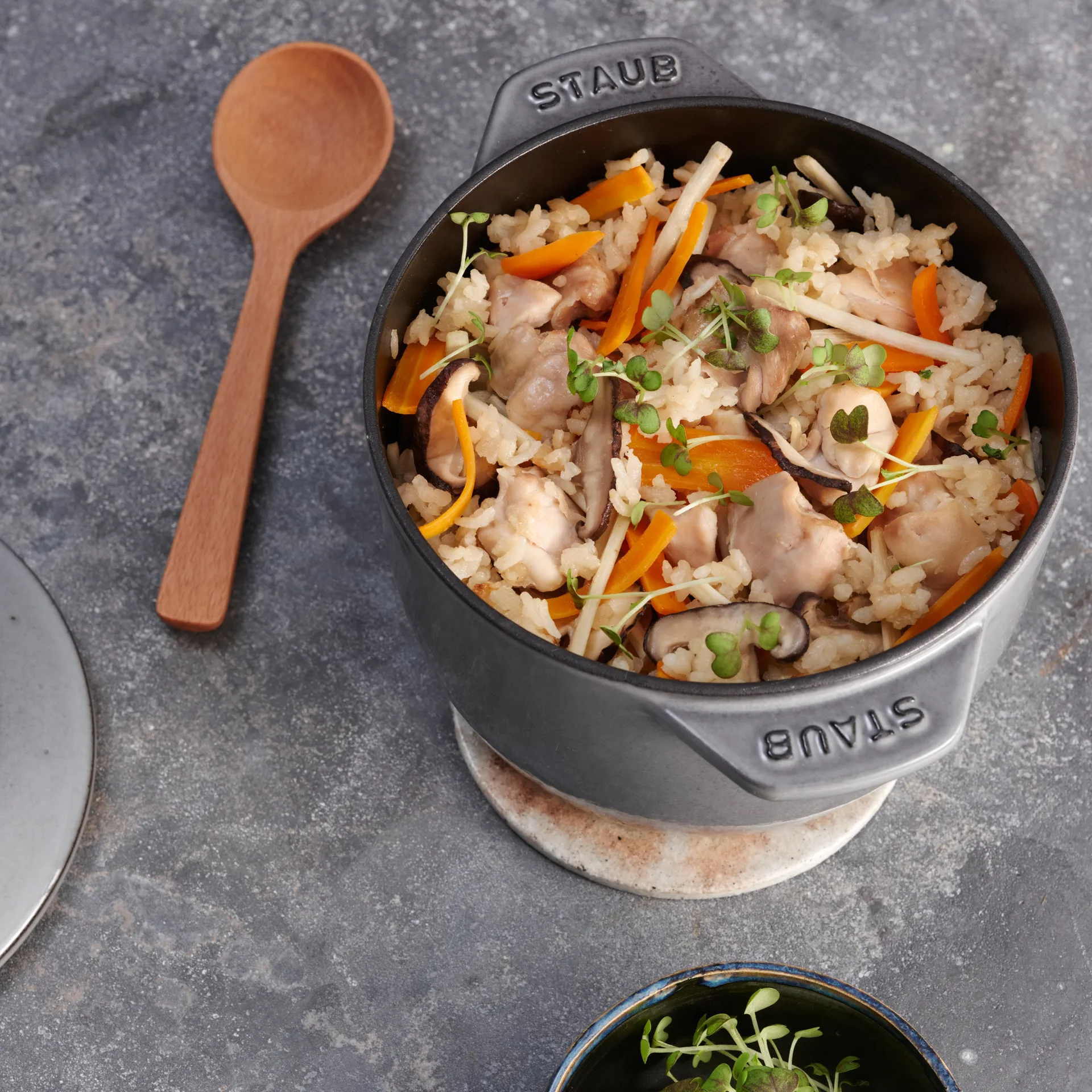 Rice cocotte garnek żeliwny 1,6 L, Szary STAUB