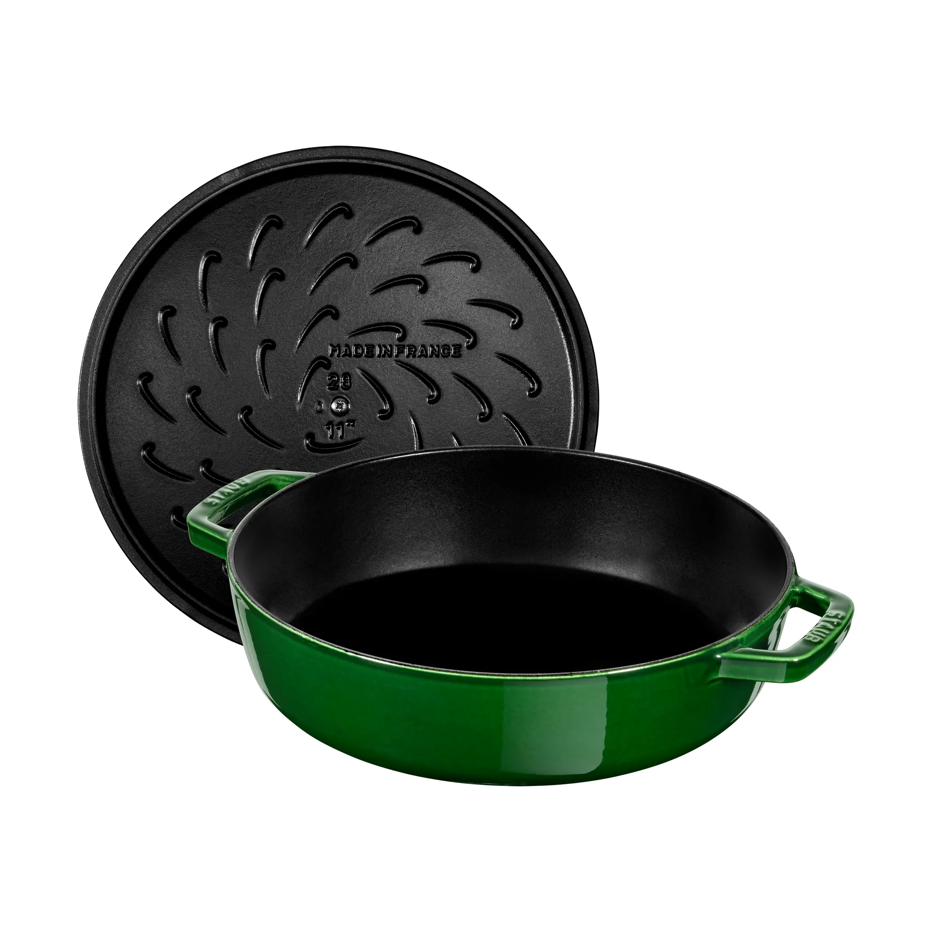 Staub Chistera głęboka patelnia żeliwna Ø24 cm, Bazyliowa zieleń STAUB