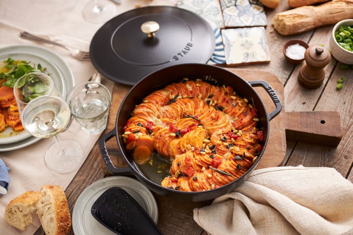 Staub Chistera głęboka patelnia żeliwna Ø24 cm, Czarny STAUB