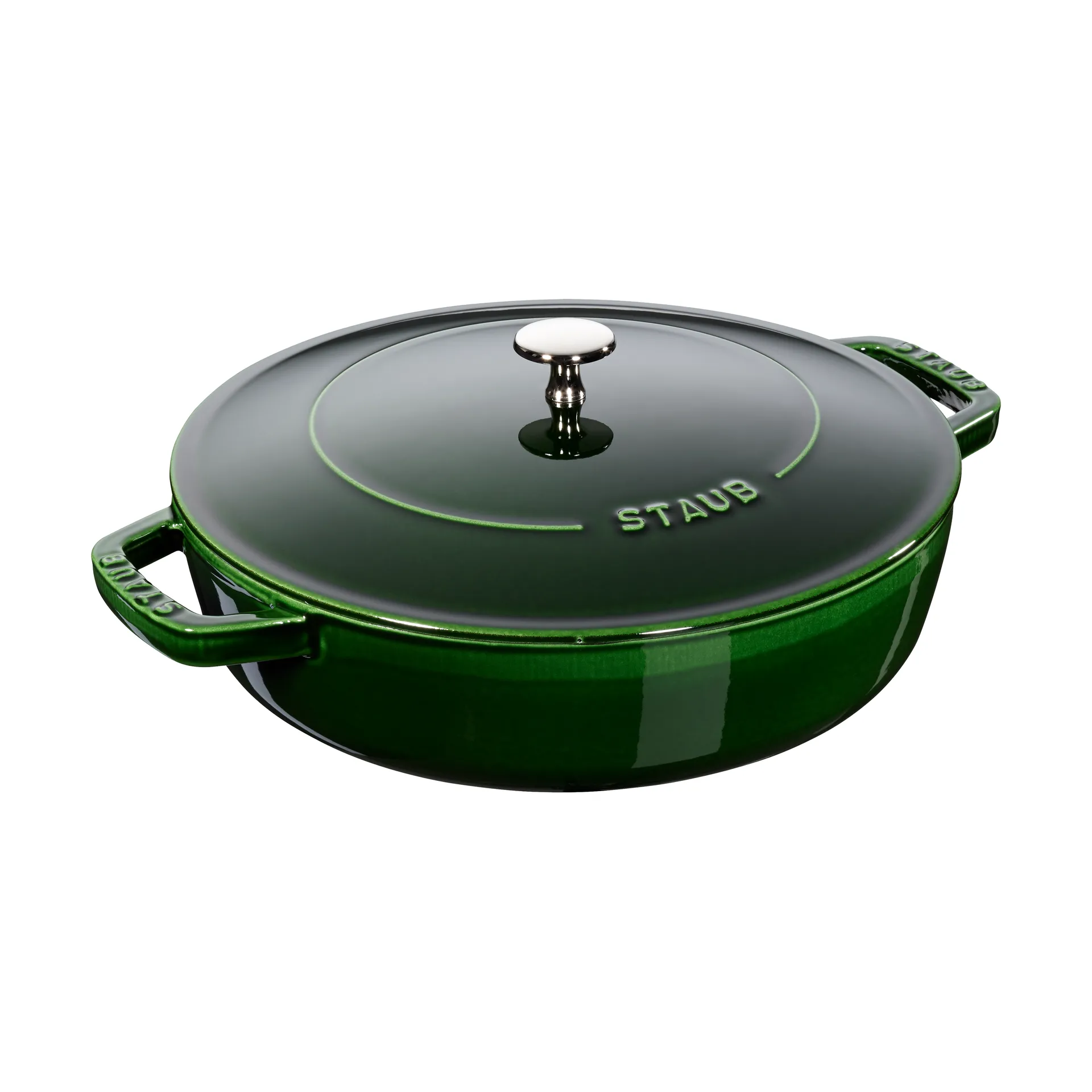 Staub Chistera głęboka patelnia żeliwna Ø28 cm, Bazyliowa zieleń STAUB