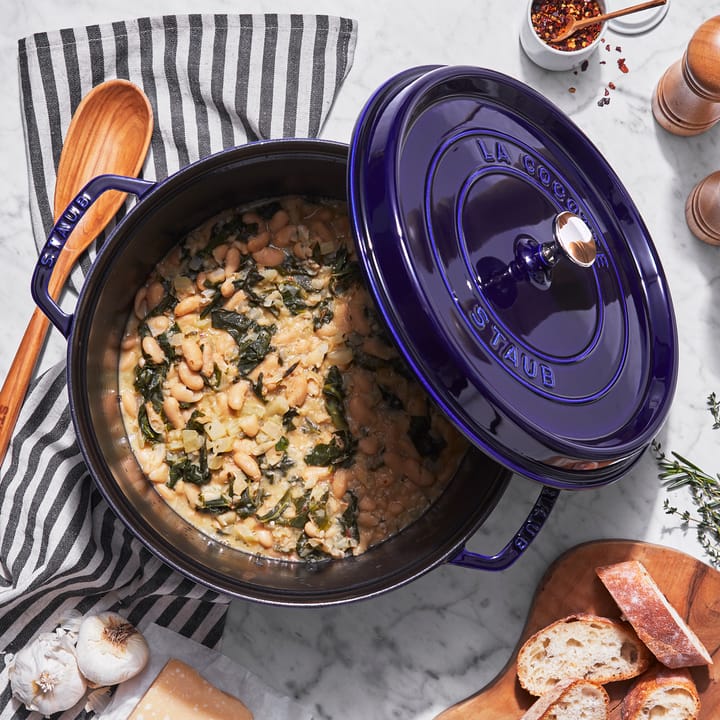Staub okrągły garnek z żeliwa, trójwarstwowa emalia 3,8 l, ciemnoniebieski STAUB