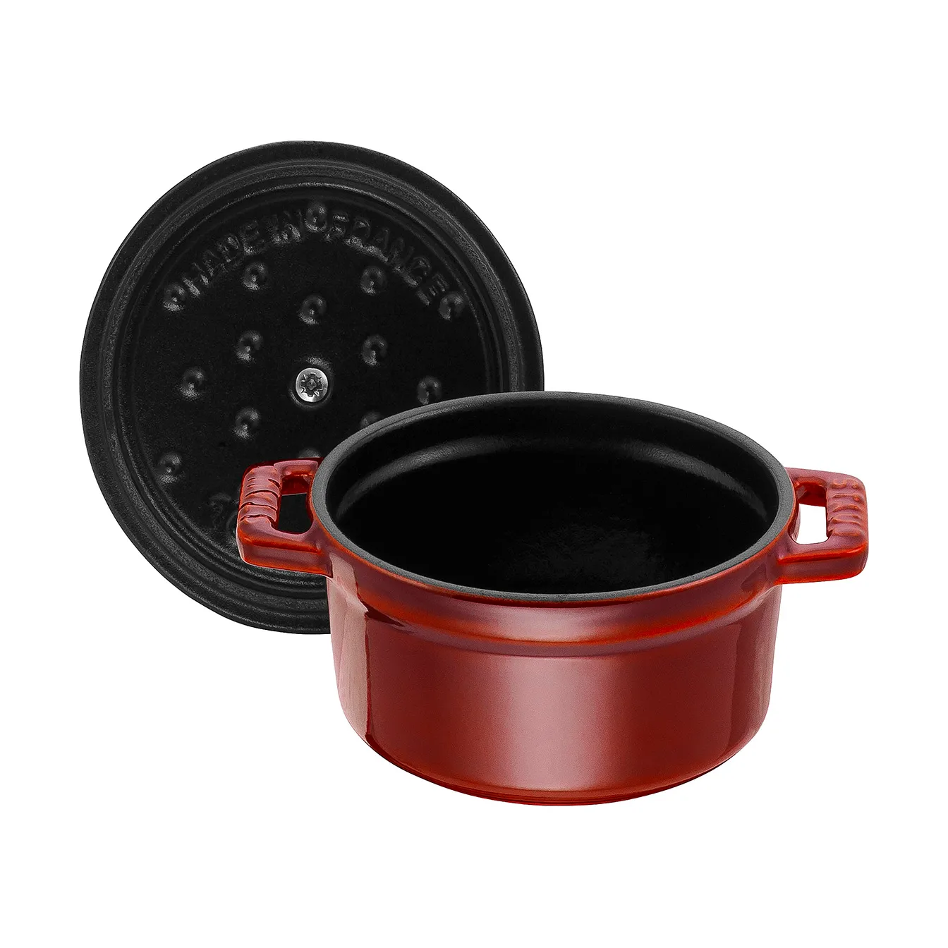Staub okrągły garnek żeliwny La Cocotte 0,25 L, Grenadynowy czerwony STAUB