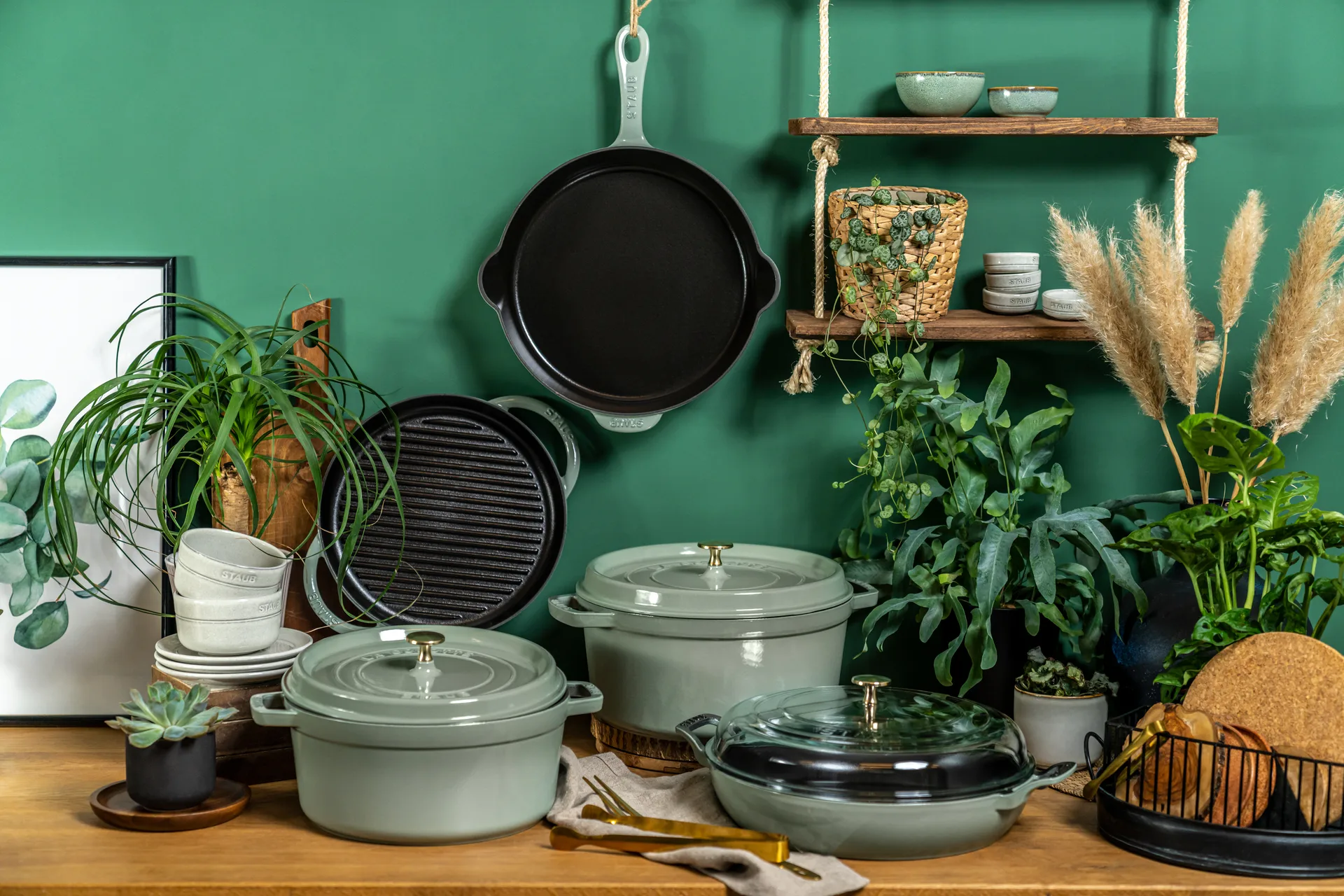 Staub okrągły garnek żeliwny La Cocotte 6,7 L, Eukaliptus STAUB