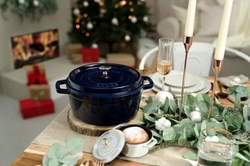 Staub okrągły garnek żeliwny La Cocotte 8,4 L - Ciemnoniebieski - STAUB