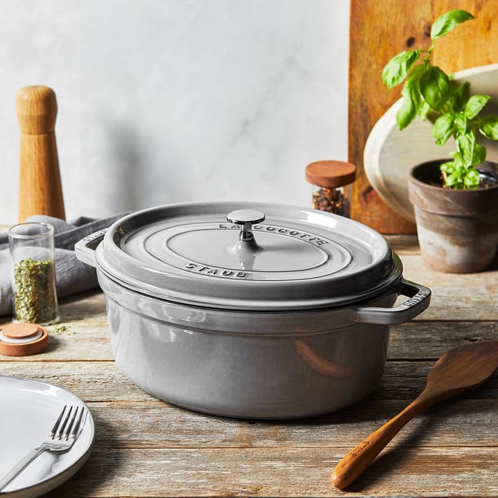 Staub owalny garnek żeliwny La Cocotte 6,7 L, Grafitowy szary STAUB