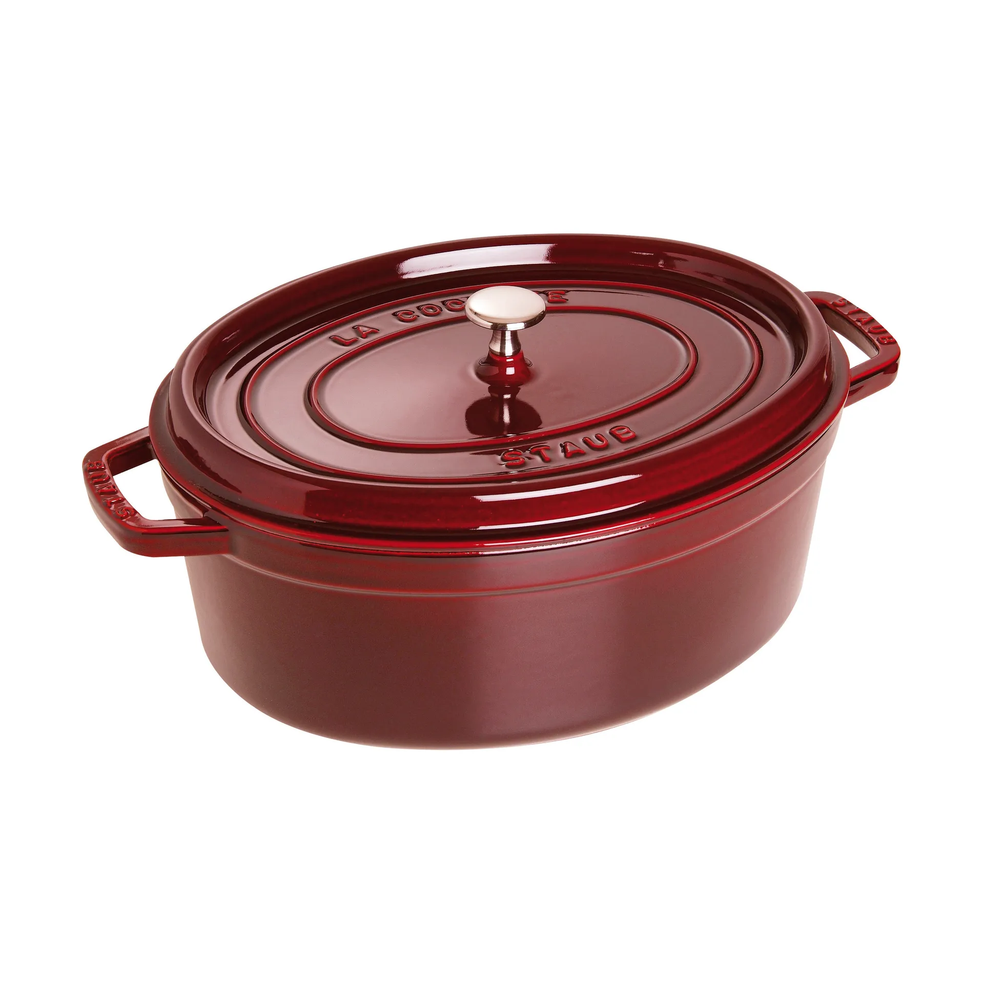 Staub owalny garnek żeliwny La Cocotte 6,7 L, Grenadynowy czerwony STAUB