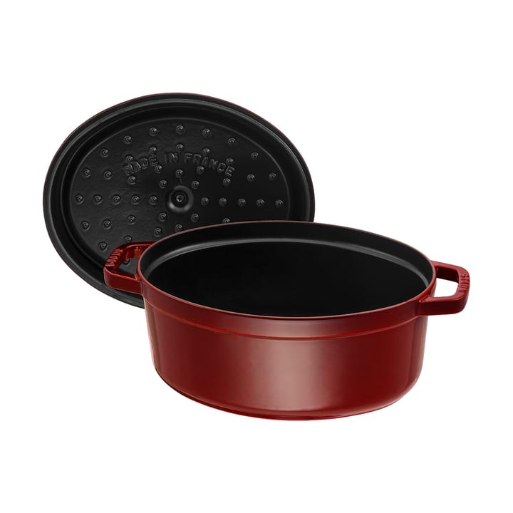 Staub owalny garnek żeliwny La Cocotte 6,7 L, Grenadynowy czerwony STAUB