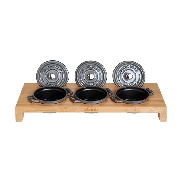 Staub stojak na 3 mini garnki - Bambus - STAUB
