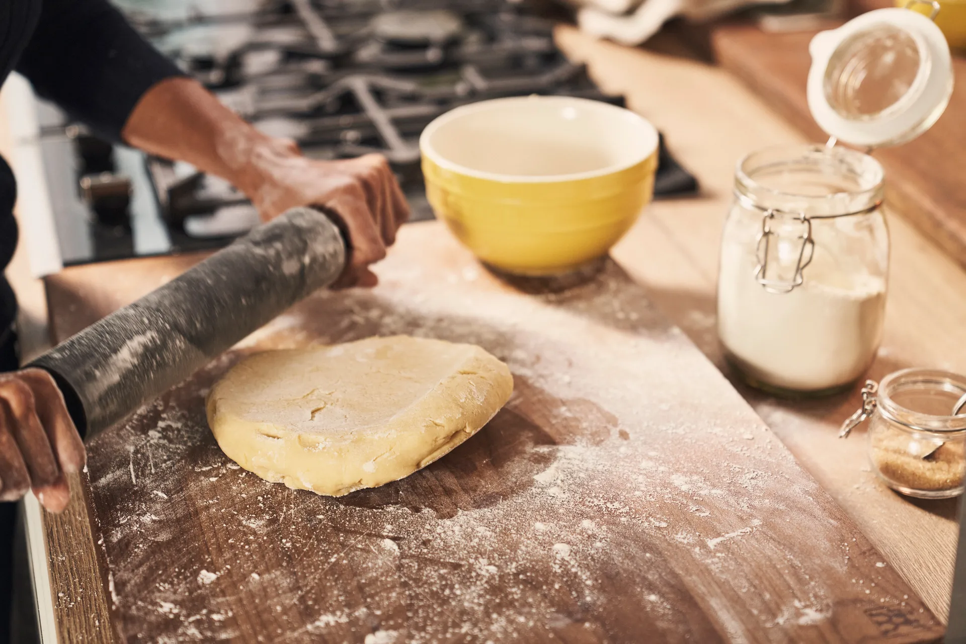 Staub wałek silikonowy do ciasta L, Czarny-akacja STAUB