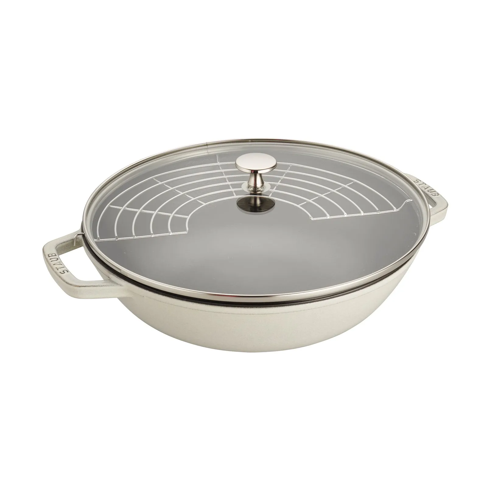 Staub wok żeliwny z pokrywą Ø30 cm, White truffle STAUB