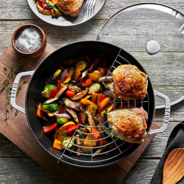 Staub wok żeliwny z pokrywą Ø30 cm - White truffle - STAUB