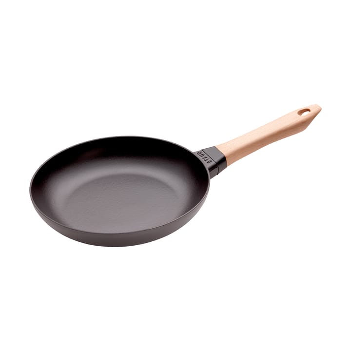 Staub żeliwna patelnia czarna, drewniany uchwyt - Ø24 cm - STAUB