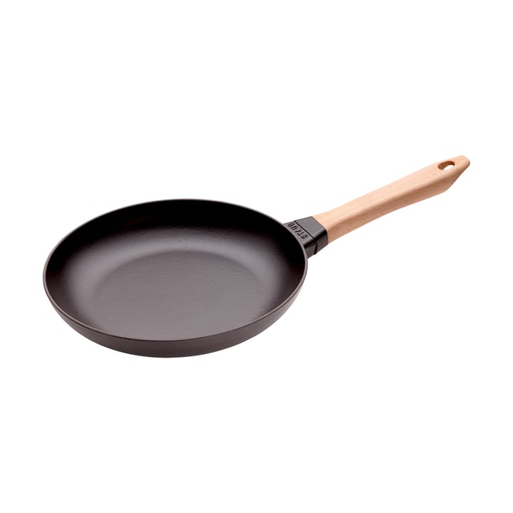 Staub żeliwna patelnia czarna, drewniany uchwyt - Ø26 cm - STAUB