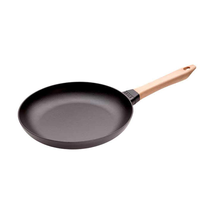 Staub żeliwna patelnia czarna, drewniany uchwyt - Ø28 cm - STAUB