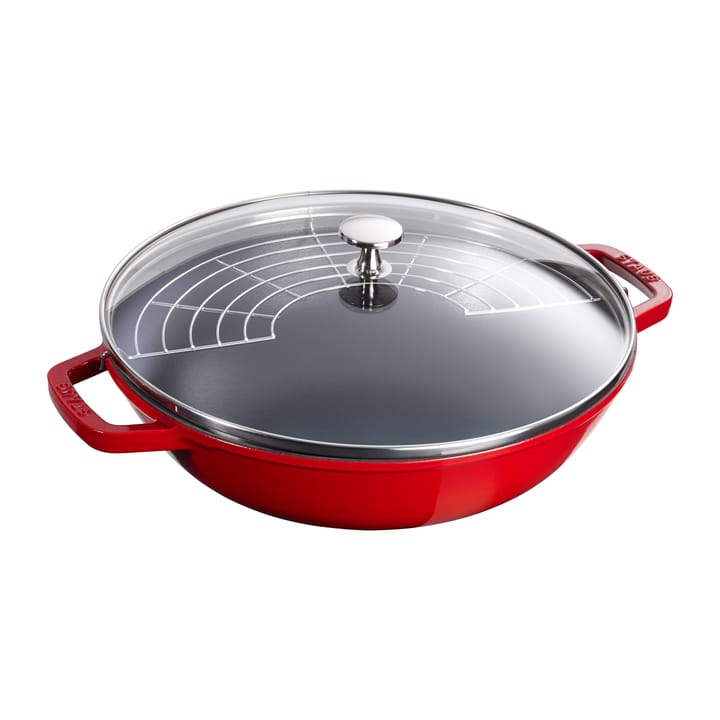 Wok z pokrywą szklaną Ø30 cm 4,4 L - Czerwony - STAUB