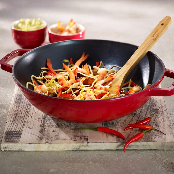 Wok z pokrywą szklaną Ø30 cm 4,4 L - Czerwony - STAUB