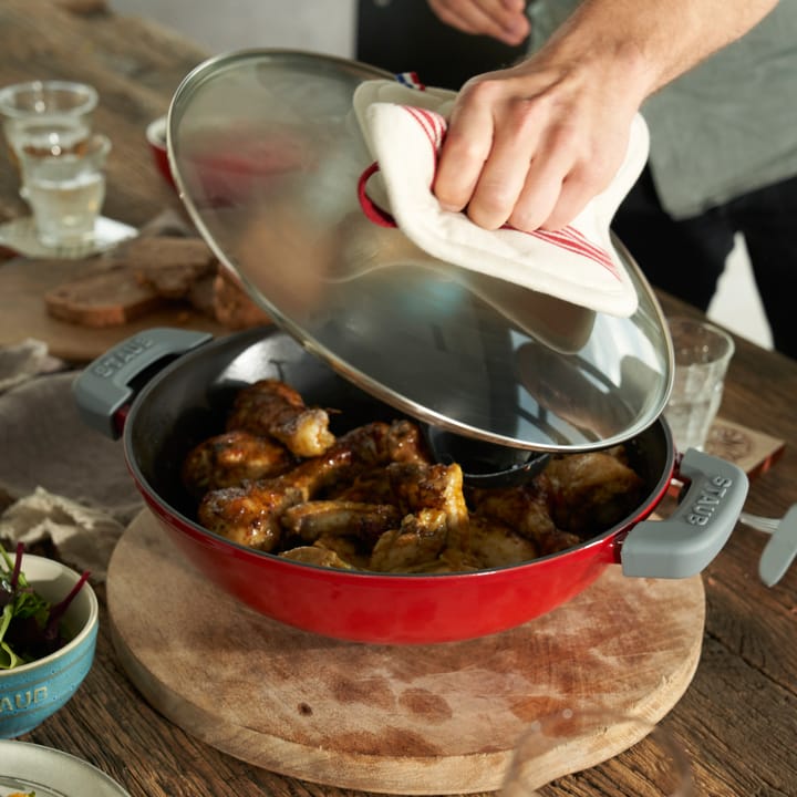 Wok z pokrywą szklaną Ø30 cm 4,4 L, Czerwony STAUB