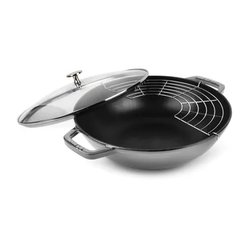 Wok z pokrywą szklaną Ø30 cm 4,4 L - Szary - STAUB