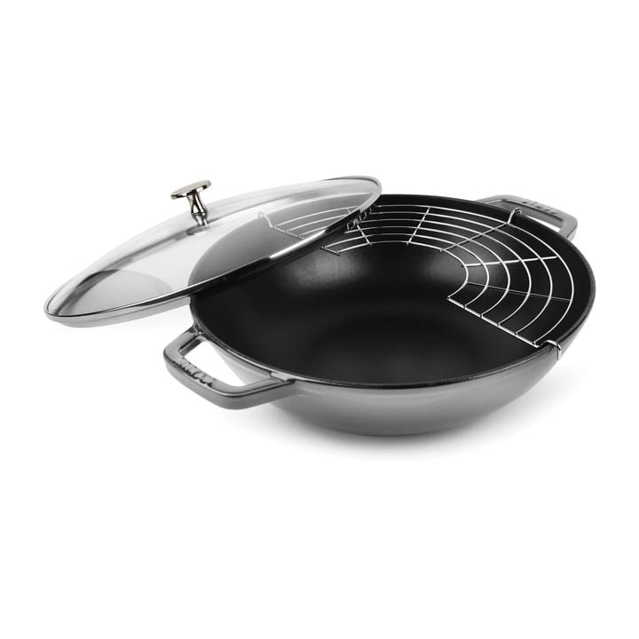 Wok z pokrywą szklaną Ø30 cm 4,4 L - Szary - STAUB