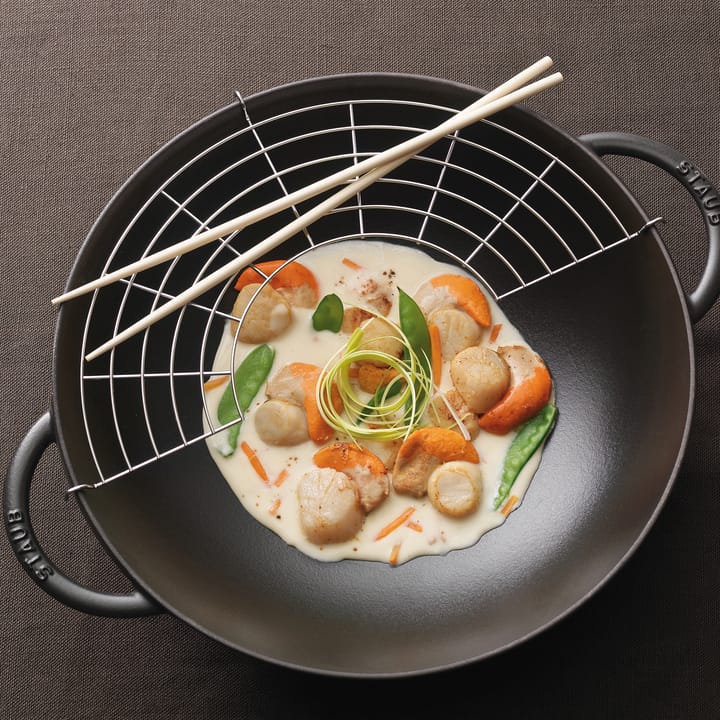 Wok ze szklaną pokrywą Ø37 cm 5,7 L, Czarny STAUB