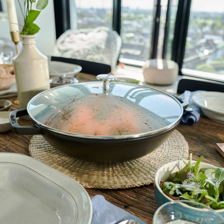 Wok ze szklaną pokrywą Ø37 cm 5,7 L, Czarny STAUB