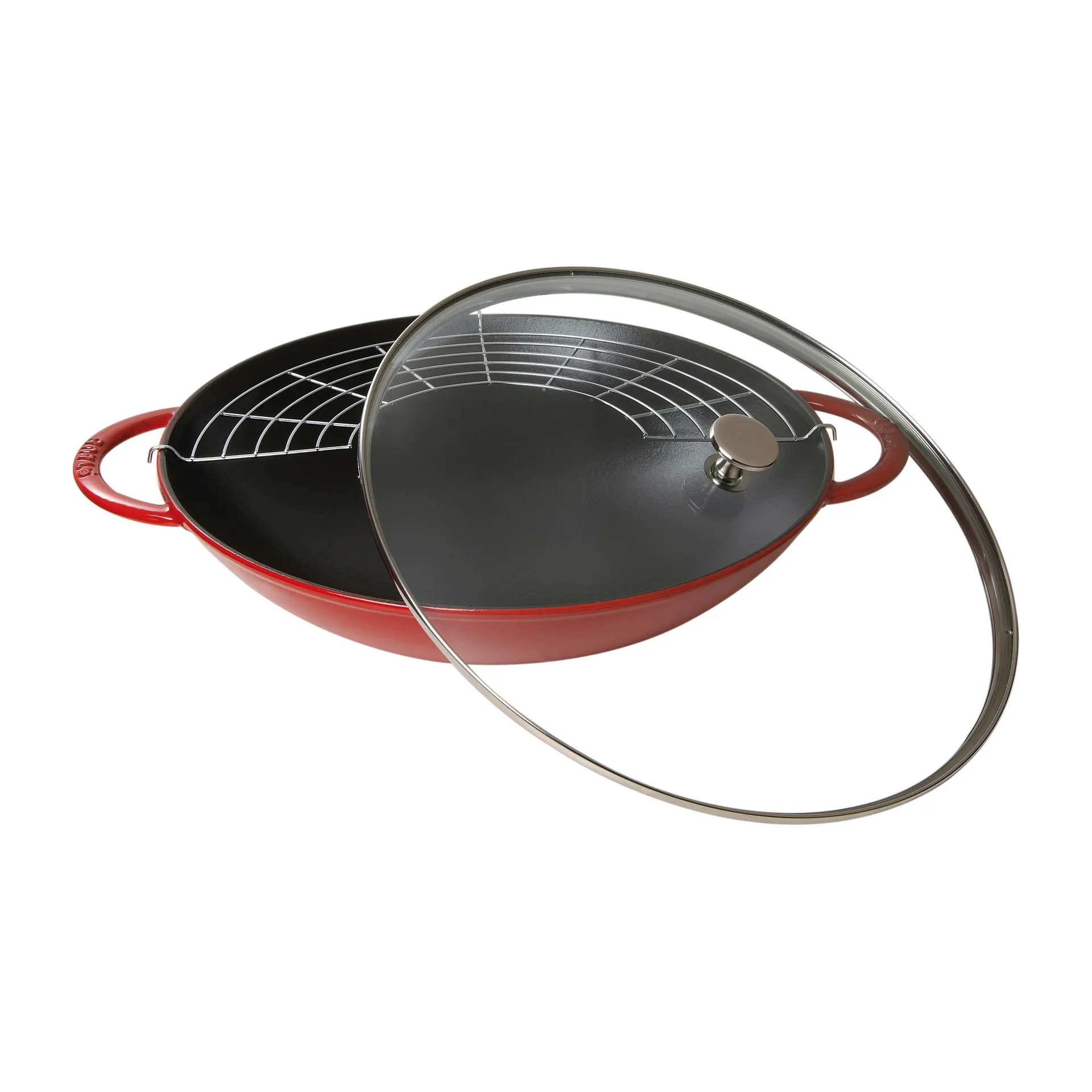 Wok ze szklaną pokrywą Ø37 cm 5,7 L, Czerwony STAUB