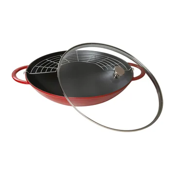 Wok ze szklaną pokrywą Ø37 cm 5,7 L - Czerwony - STAUB
