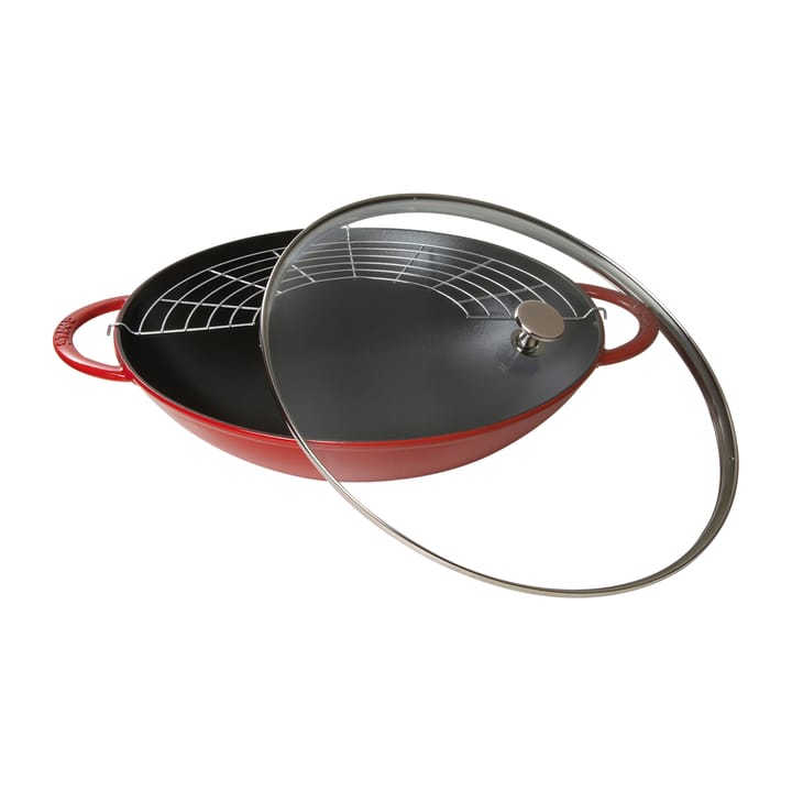 Wok ze szklaną pokrywą Ø37 cm 5,7 L - Czerwony - STAUB