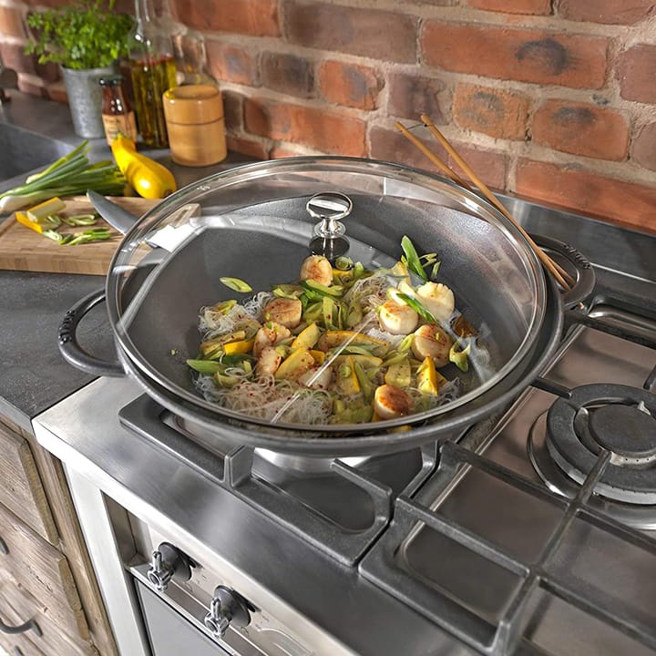Wok ze szklaną pokrywą Ø37 cm 5,7 L, Szary STAUB