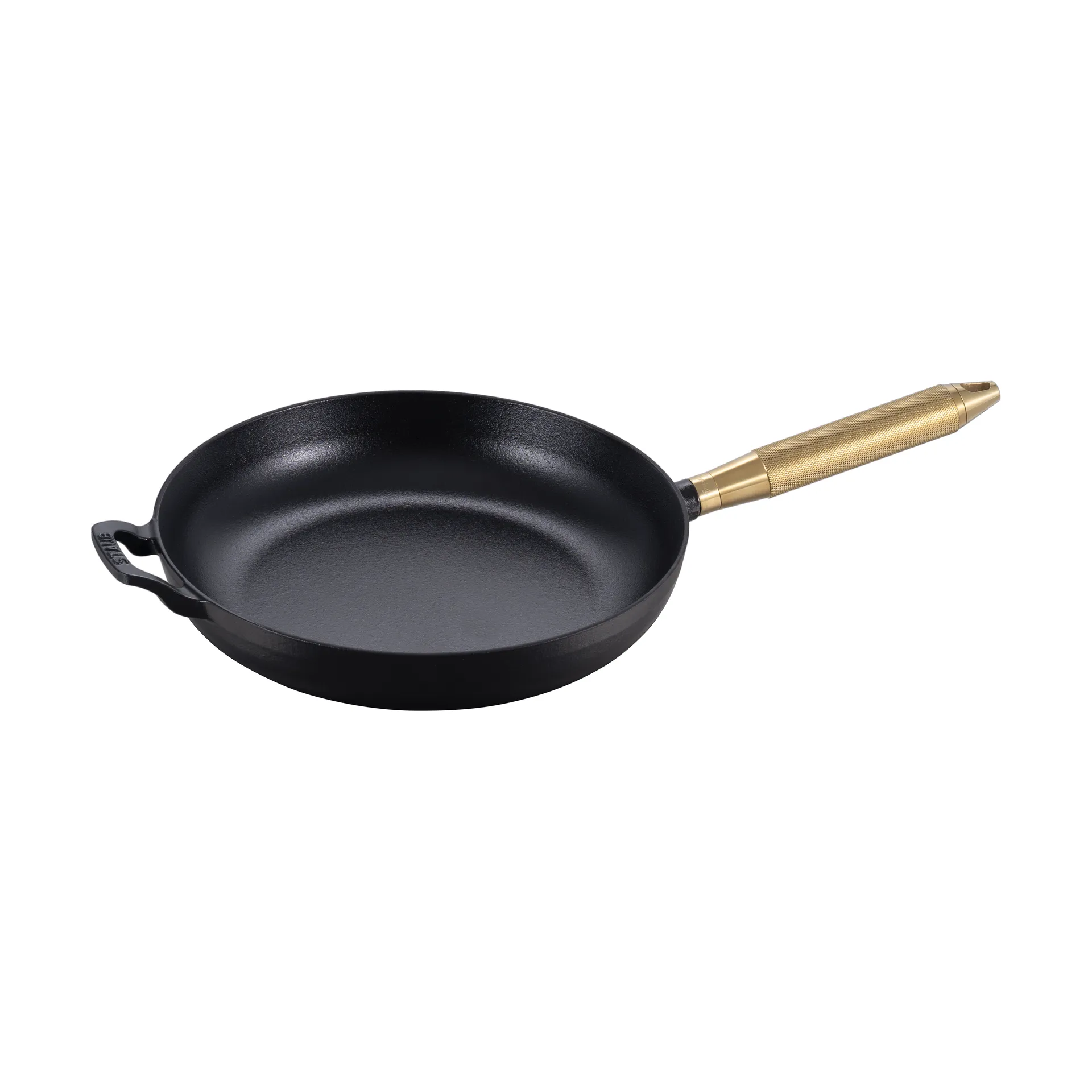 Żeliwna patelnia Buster & Punch czarna Ø28 cm, Mosiężny uchwyt STAUB