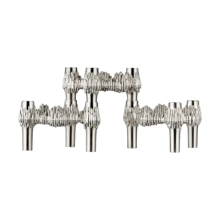 Świecznik STOFF Nagel Quist 3 szt. - Szczotkowany chrom - STOFF Nagel