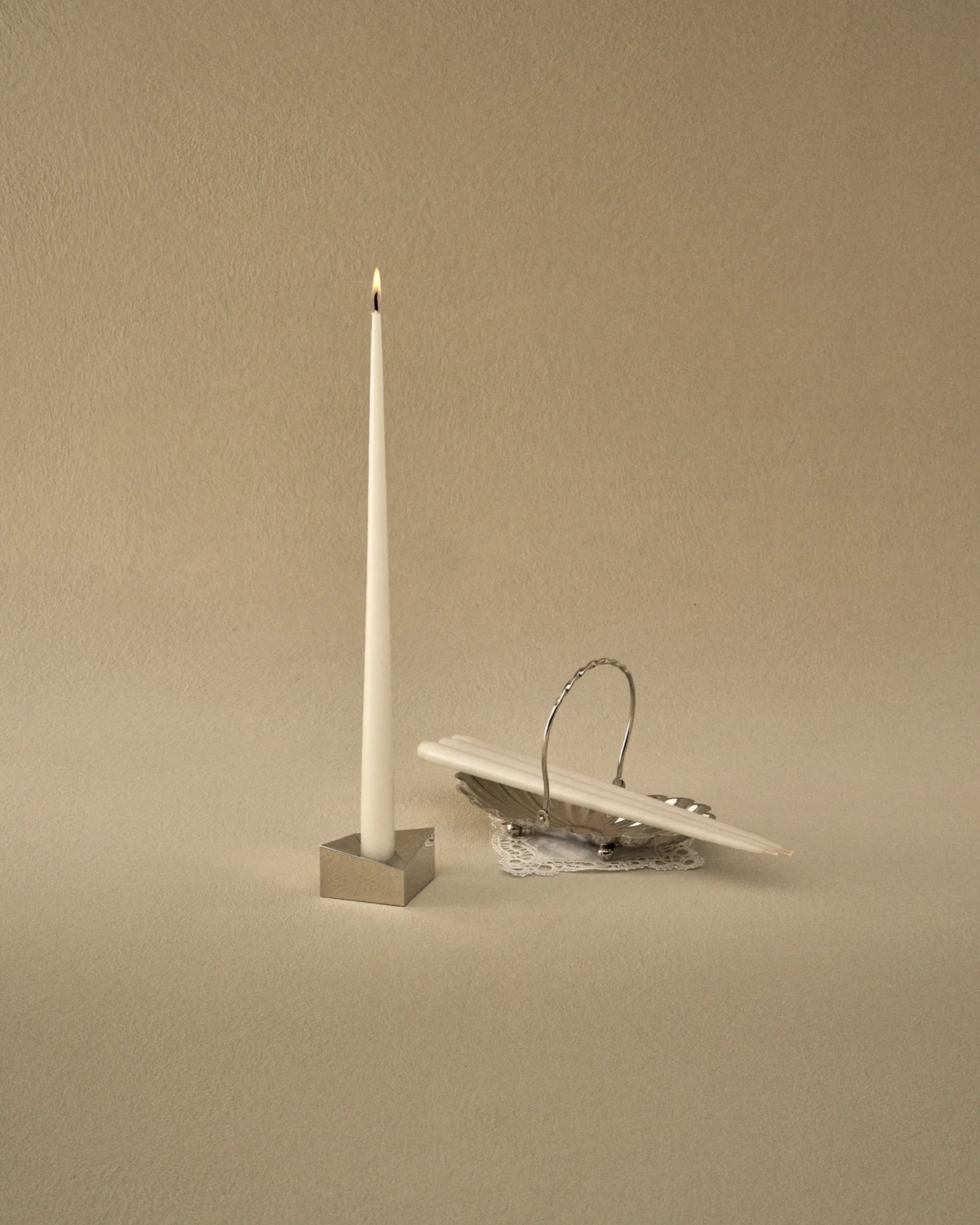 Świeczki antyczne STOFF by ester & erik, duże 4 szt., Off-white STOFF