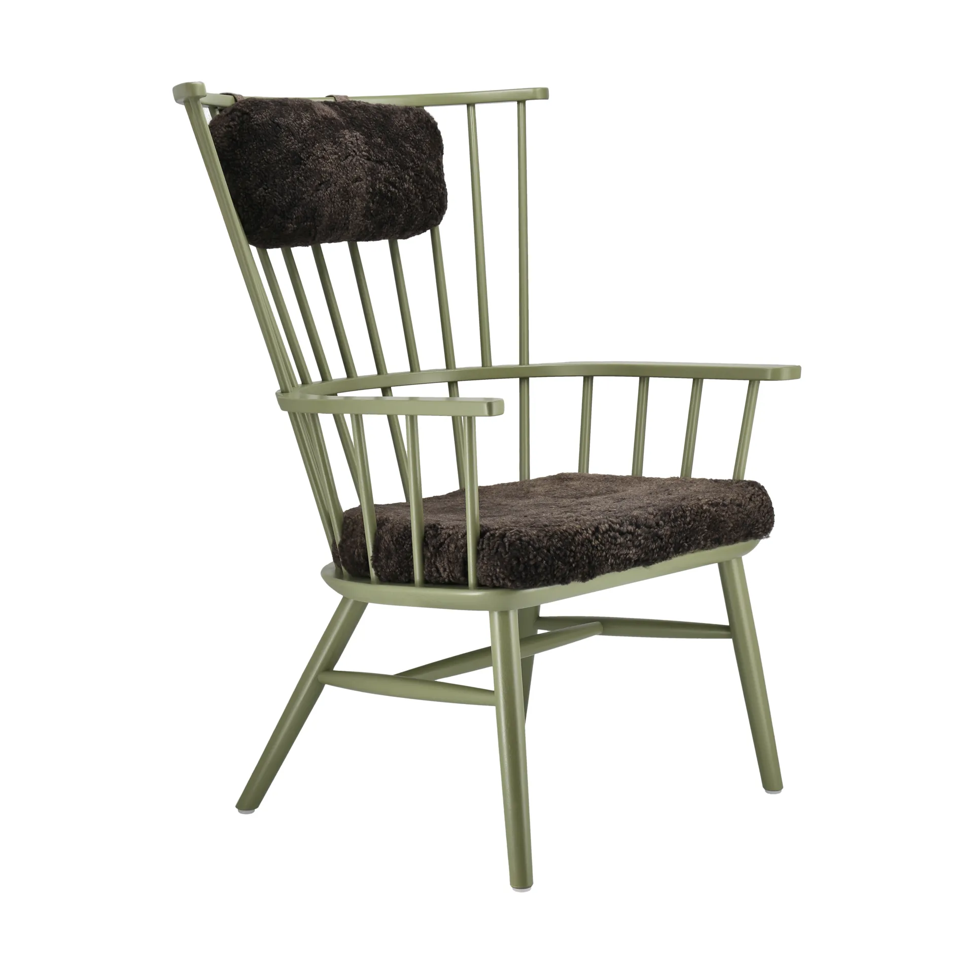 Fotel Henriette z poduszką i zagłówkiem Oliwkowy-Espresso Stolab