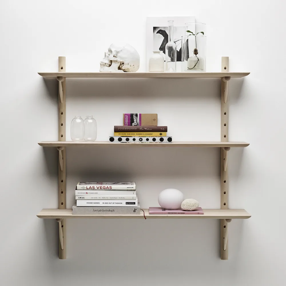 Ikon półka ścienna, brzoza jasny matowy lakier, głęb. 21cm Stolab