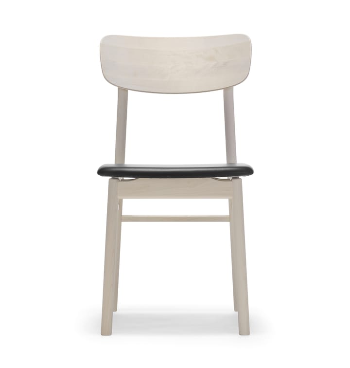 Krzesło Prima Vista, brzoza olejowana na biało - Skóra elmotique 99001 czarny - Stolab
