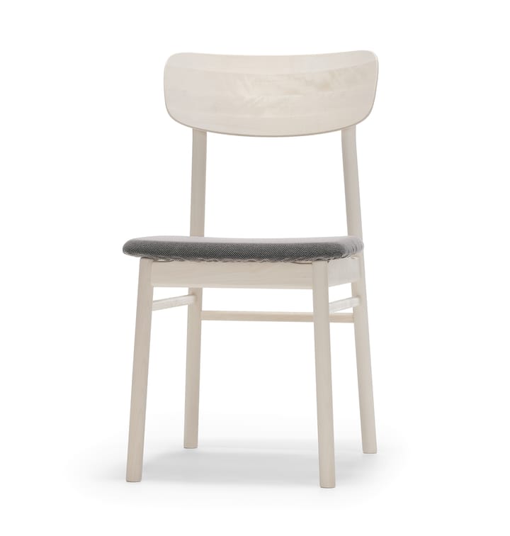 Krzesło Prima Vista, brzoza olejowana na biało - Tkanina blues 9202 brązowy-beżowy - Stolab