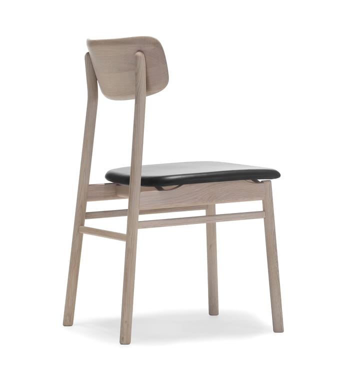 Krzesło Prima Vista, dąb olejowany na biało - Skóra elmotique 99001 czarny - Stolab