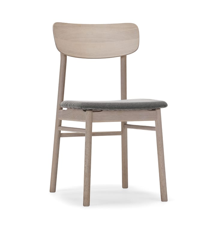 Krzesło Prima Vista, dąb olejowany na biało - Tkanina blues 9202 brązowy-beżowy - Stolab