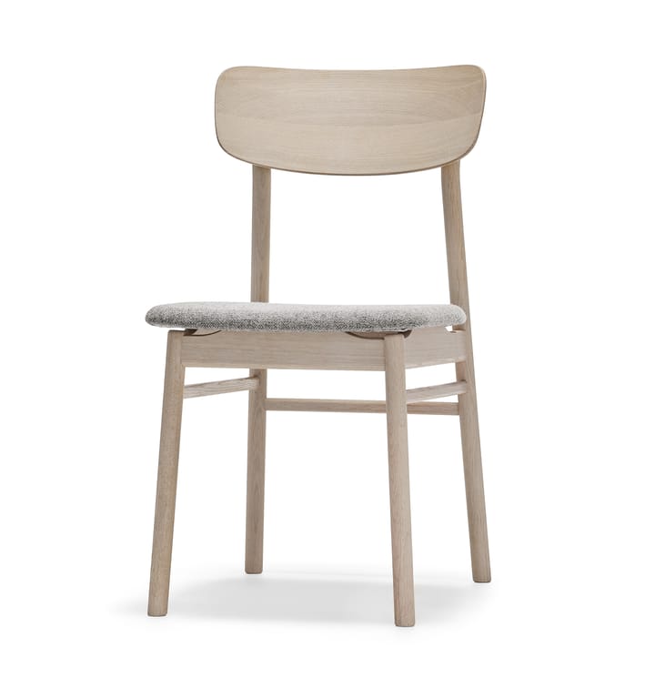 Krzesło Prima Vista, jasny dąb lakierowany na matowo - Tkanina hallingdaldal 65-130 szary - Stolab