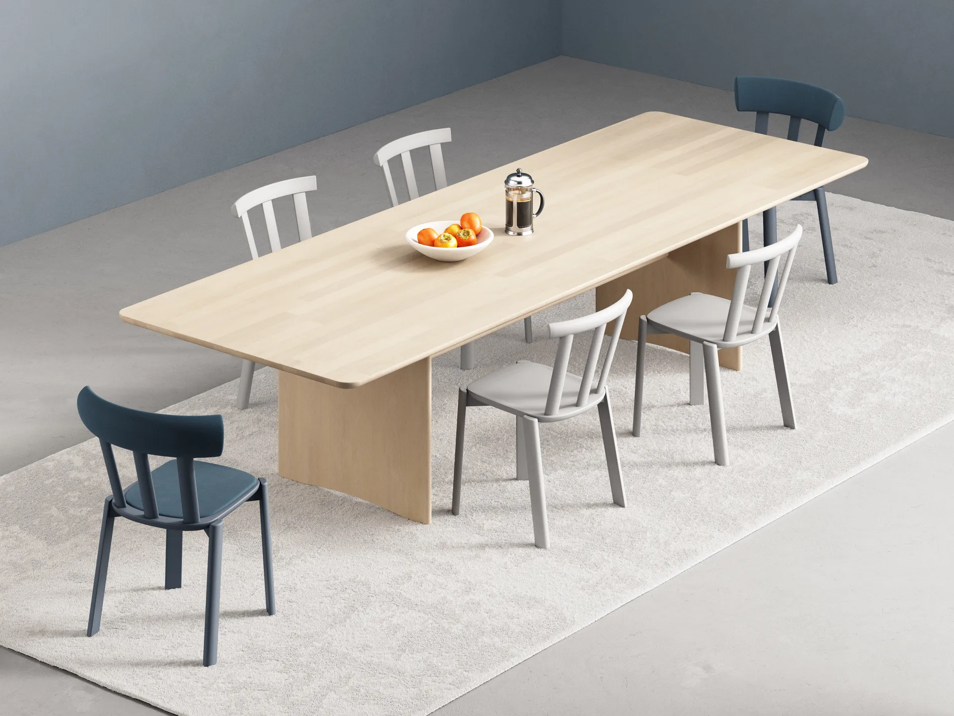 Krzesło tapicerowane siedzisko Alt brzoza, Vidar 4, 733 blue-burza 66 Stolab