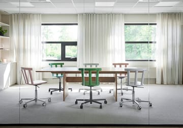 Krzesło z obrotową podstawą Alt tapicerowane siedzisko, brzoza - Hallingdal 65-103 grey/beige-biały 21 - Stolab