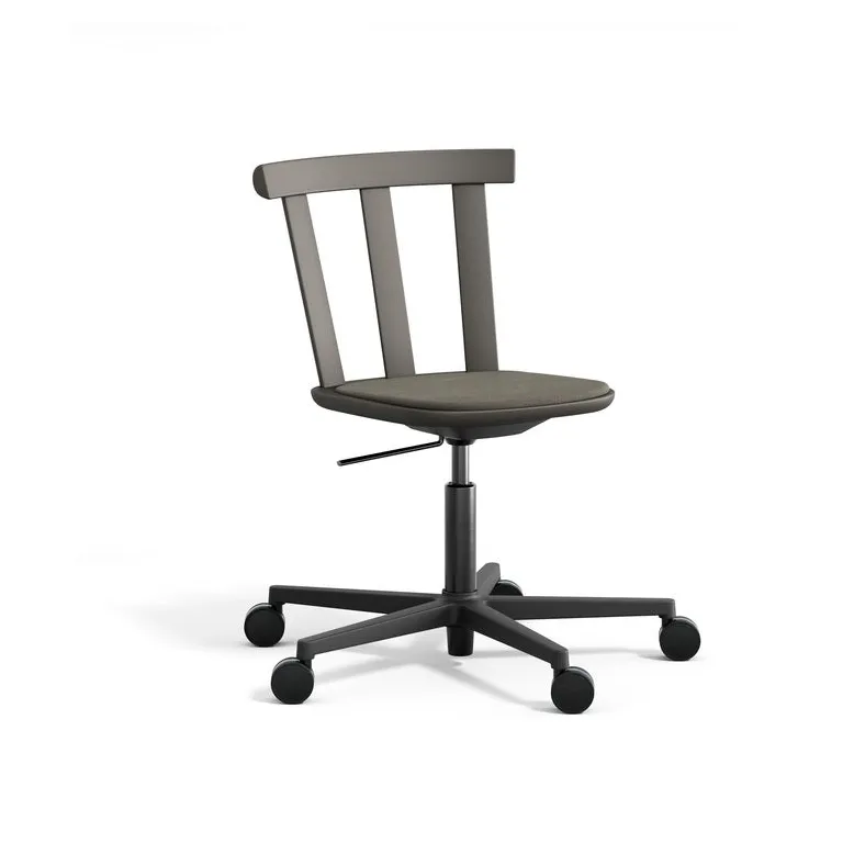 Krzesło z obrotową podstawą Alt tapicerowane siedzisko, brzoza, Hallingdal 65-153 dark grey-ciemnoszary 62 Stolab