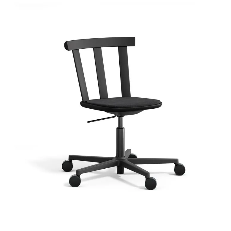 Krzesło z obrotową podstawą Alt tapicerowane siedzisko, brzoza, Hallingdal 65-180 czarny-matowy czarny 99 Stolab