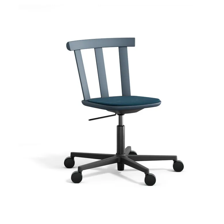 Krzesło z obrotową podstawą Alt tapicerowane siedzisko, brzoza, Vidar 4, 733 blue-burza 66 Stolab