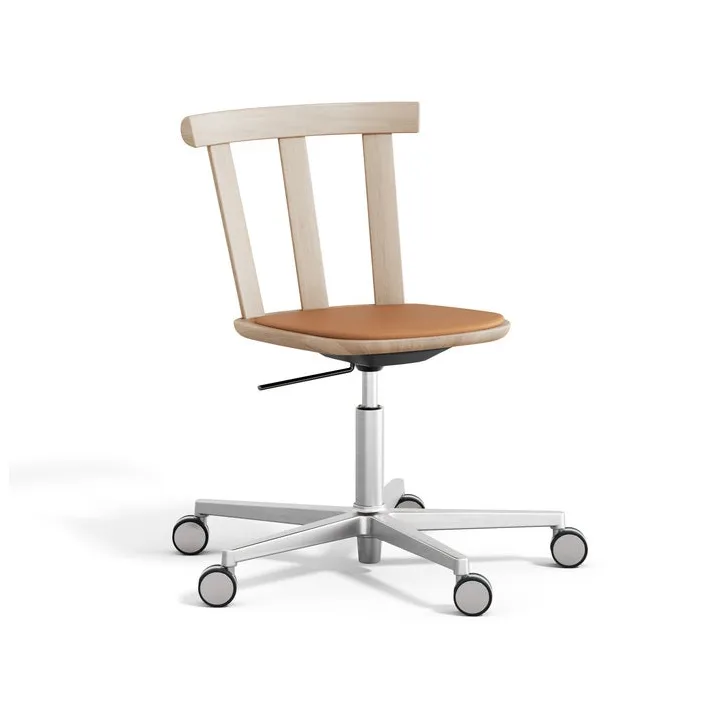 Krzesło z obrotową podstawą Alt tapicerowane siedzisko, dąb., Elmotique 43024-jasny matowy lakier Stolab