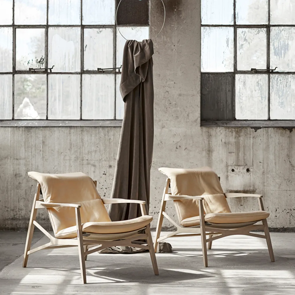 Link fotel, skóra ternsjö ciemny brąz, naturalny dąb olejowany, czarne canvas Stolab