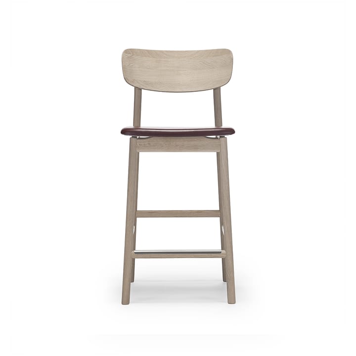 Prima Vista krzesło barowe - skóra elmo ciemny brąz, biały olejowany dąb - Stolab