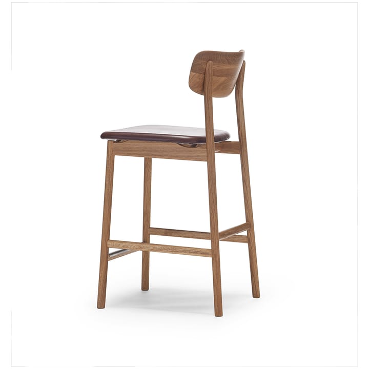 Prima Vista krzesło barowe - skóra elmo ciemny brąz, podstawa dąb naturalny olejowany - Stolab
