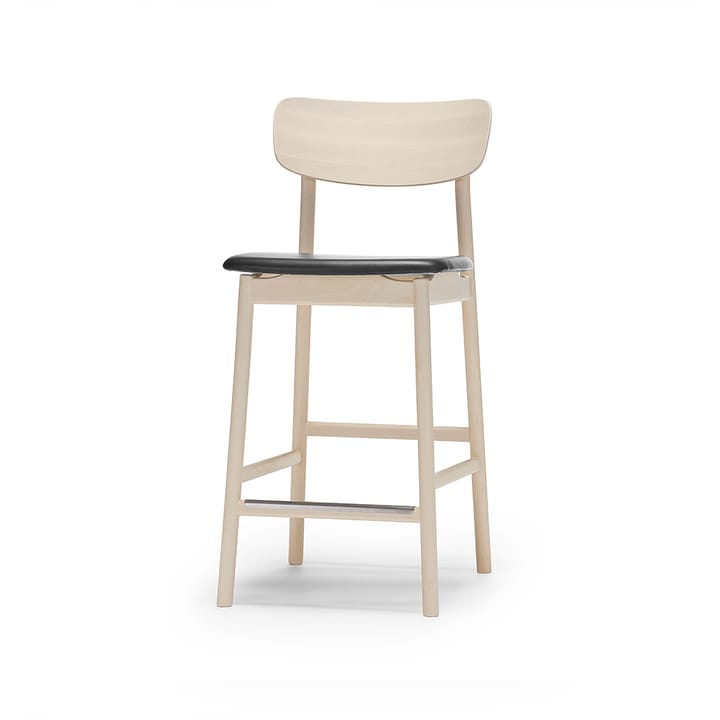 Prima Vista krzesło barowe - skóra elmo czarna, podstawa z białej olejowanej brzozy - Stolab